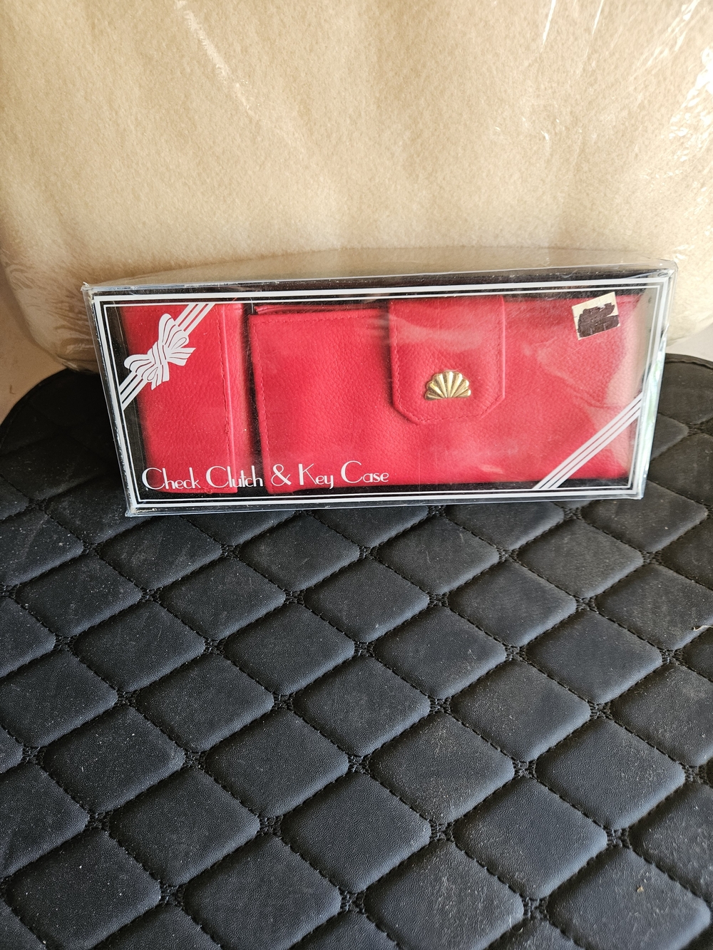 Red Check Clutch & Key Case - Classic Red Wallet